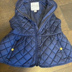 Janie & Jack Quilted Peplum Vest with Ruffles - Navy Blue - Size 5 to 6